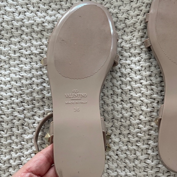 Valentino Women's Studded Sandals - Taupe lighted used - Picture 3 of 6